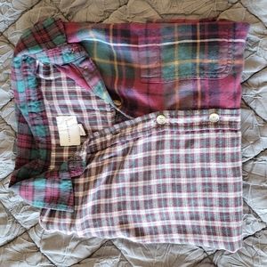 Mixed Pattern Cropped Flannel